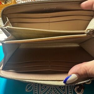 Jimmy Choo Tan Leather Wallet with Zipper Closure
